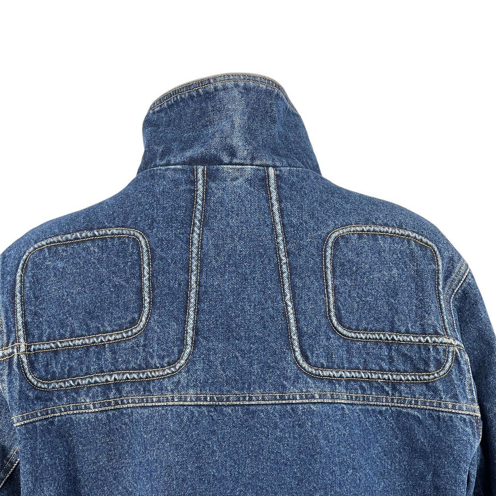Jeremiah Whipp Womens Blue Denim Collared Pockets Plaid Lined Trucker Jacket S - Picture 6 of 11